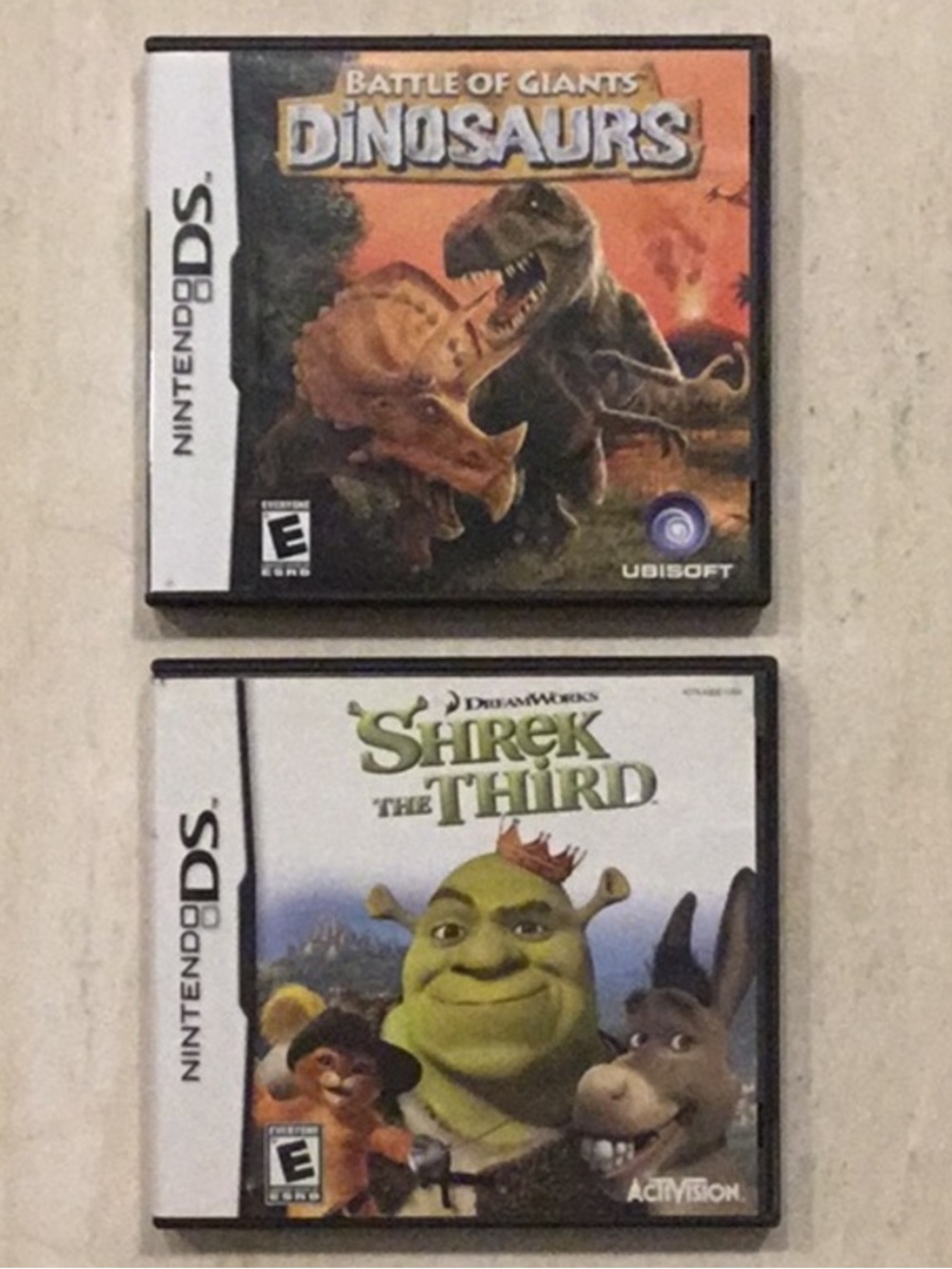 Shrek The Third Nintendo DS Game & Battle Of The Giants Dinosaurs Game Lot Of 2